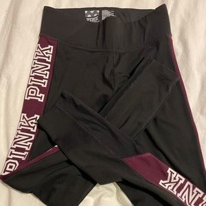 Burgundy and black PINK leggings